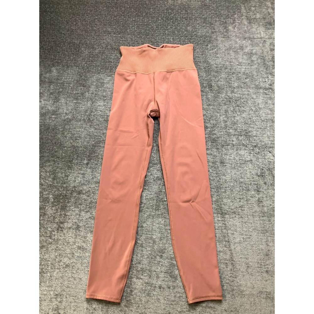 Vuori Leggings Womens Small Pink Stretch High Waisted Rib Pull On Gym Workout
